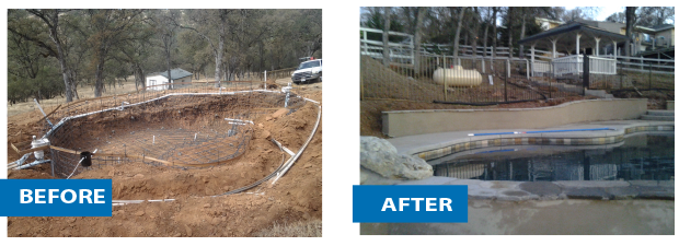 before and after pool construction